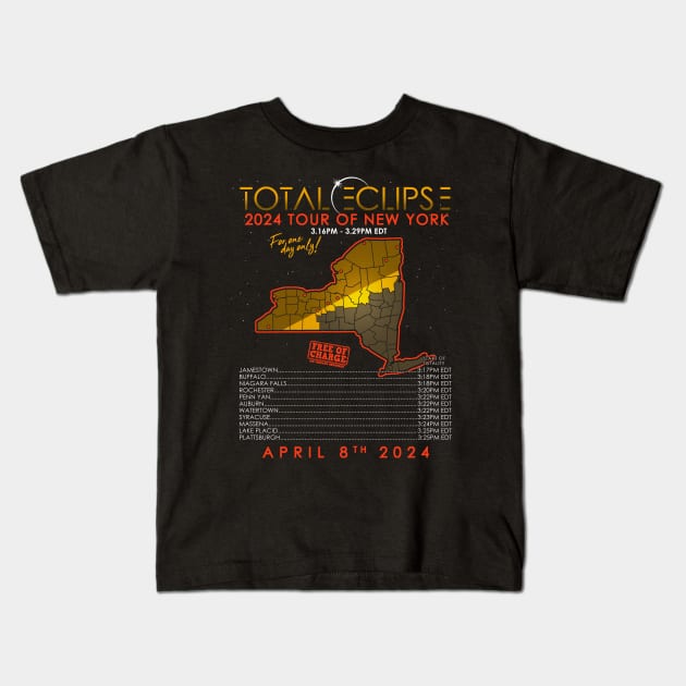 Total Solar Eclipse 2024 Tour of New York Kids T-Shirt by NerdShizzle